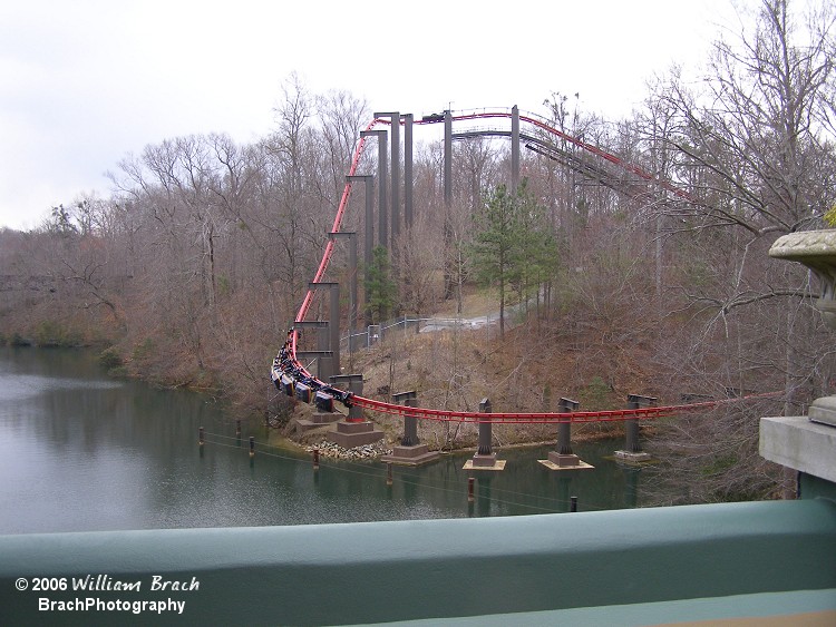 There goes yet another train on the Big Bad Wolf's Rhine River Drop.