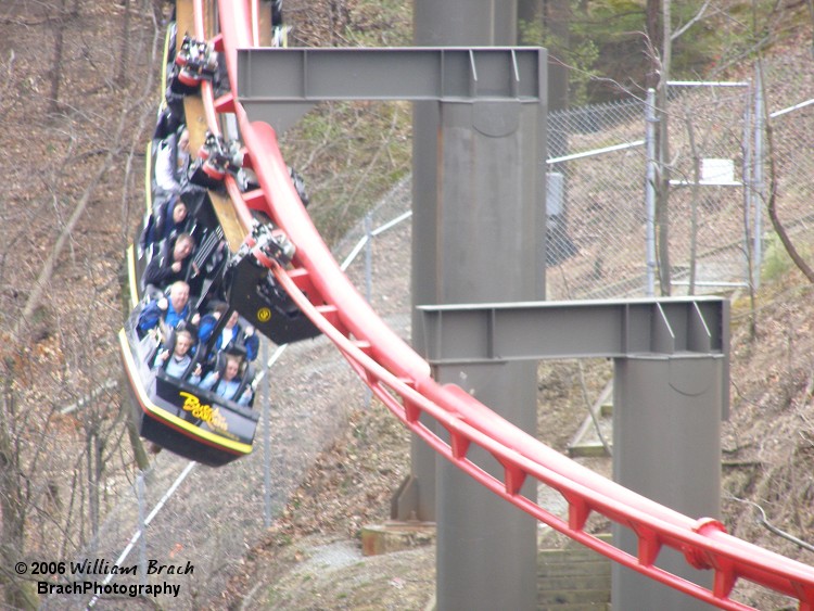 Closeup shot of the train in the Rhine Drop.