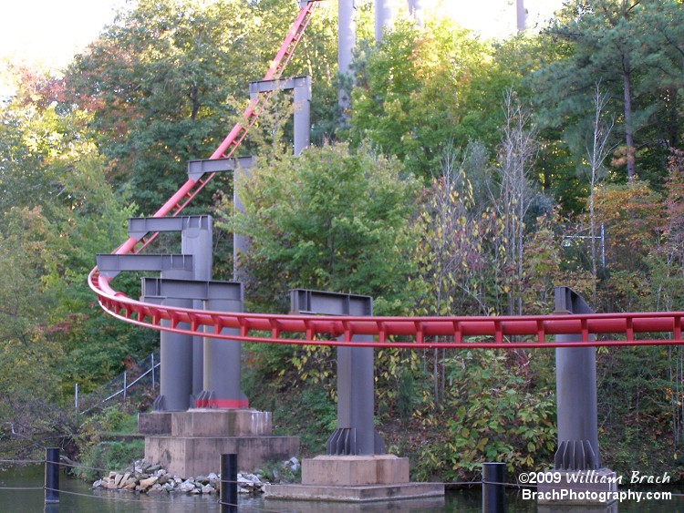 This was my favorite part of the ride.  The train would plunge down the final drop and go rushing over the water at a high speed.