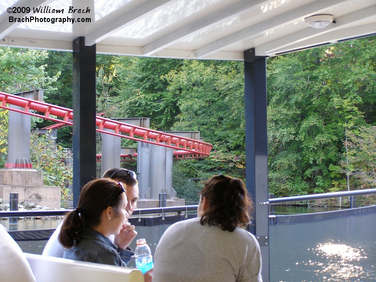 View of the Rhine drop on Big Bad Wolf from the Rhine River Cruise ship.