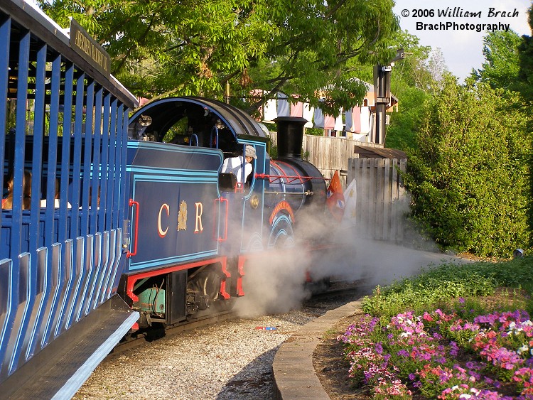 The trains at Busch Gardens were real coal burning trains driven by steam.