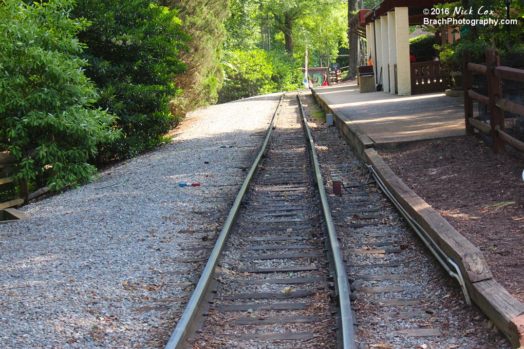 The tracks leading from the train station in Scotland.