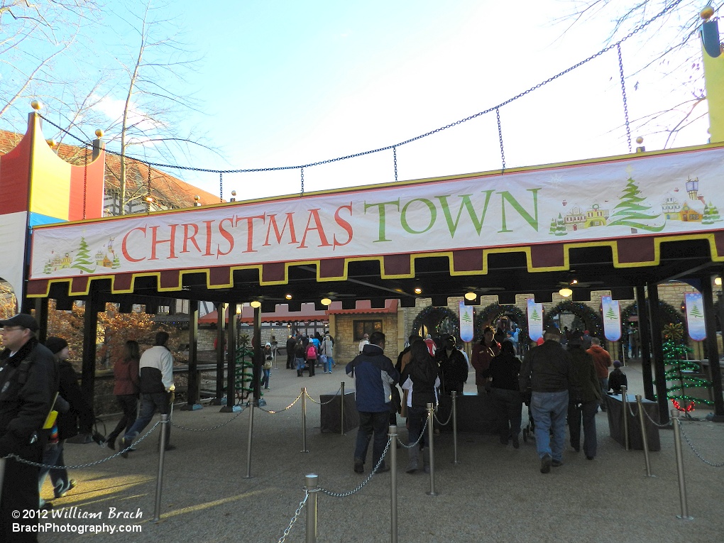 Entrance to Busch Gardens Williamsburg's Christmas Town.