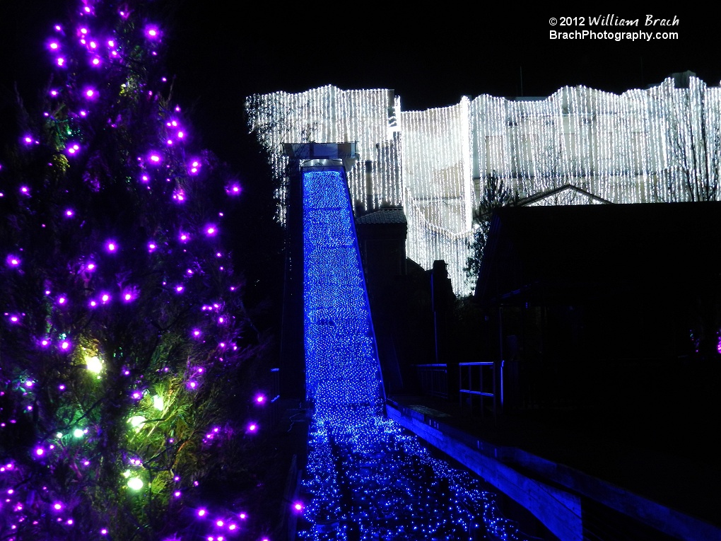 Escape from Pompeii has been decked out in white and blue LED lights to create Polar Pathway.