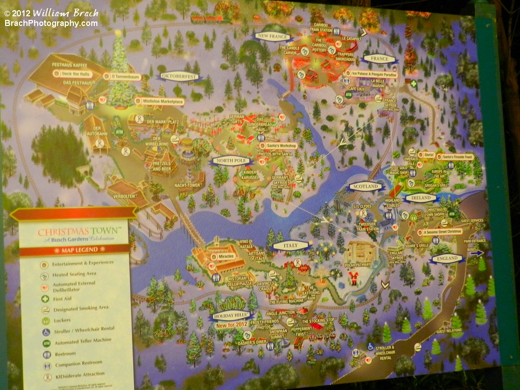 The map of the entire park for Christmas Town 2012.