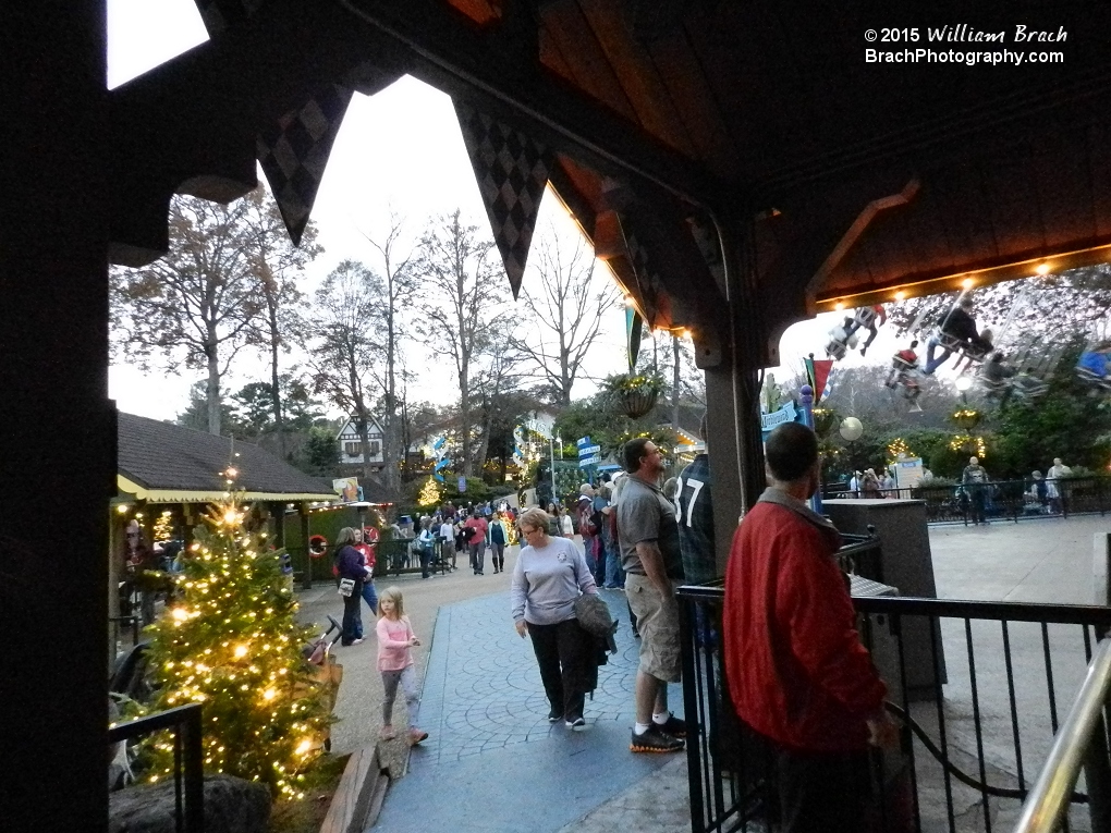 Oktoberfest section of Christmas Town.  This was from inside Die Wirblewind's queue.