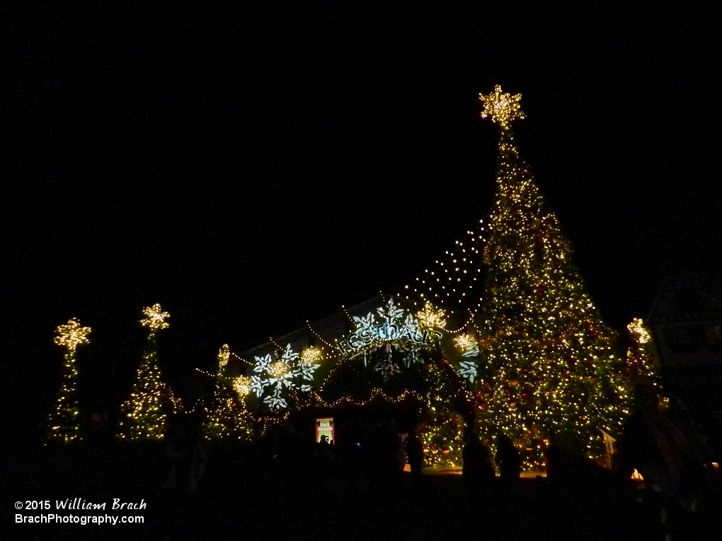 Festhaus area all decorated for Christmas Town 2015.