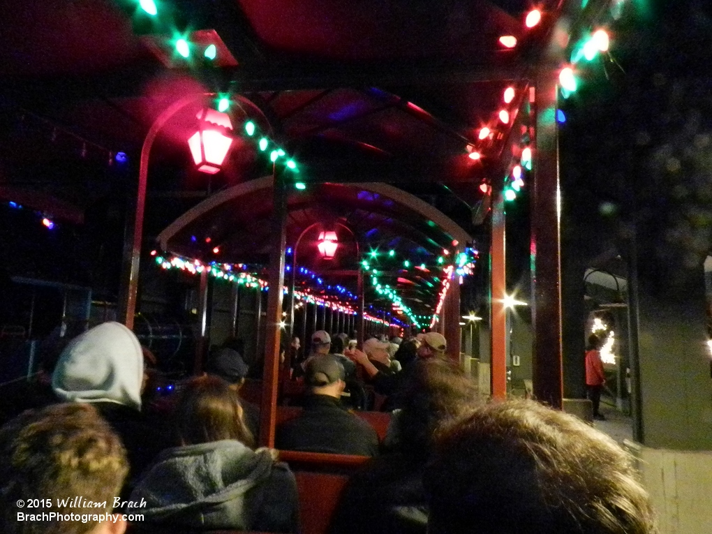 All Abord the Busch Gardens Railroad from inside the Caribou Train Station.