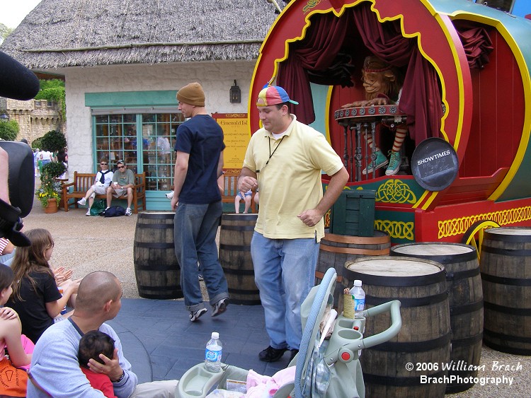 Clint trying to bust a move against some stranger from the crowd watching Dooley's show.