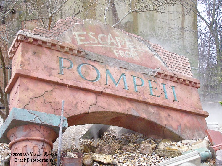 Entrance to the ride.  This sign marks the ride's name.