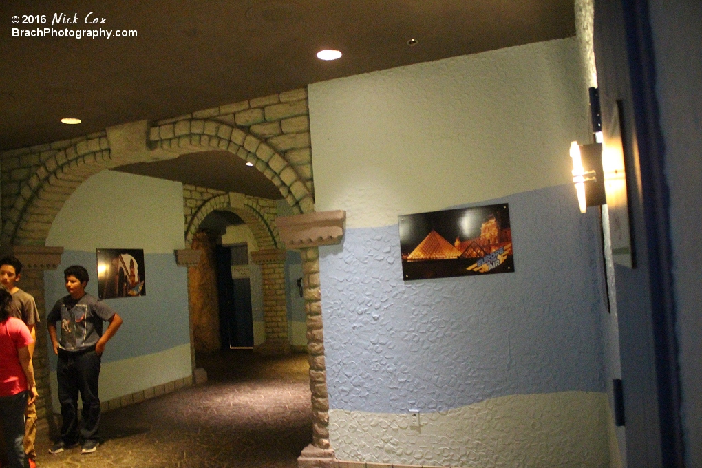 A view of the waiting area to get into the ride.