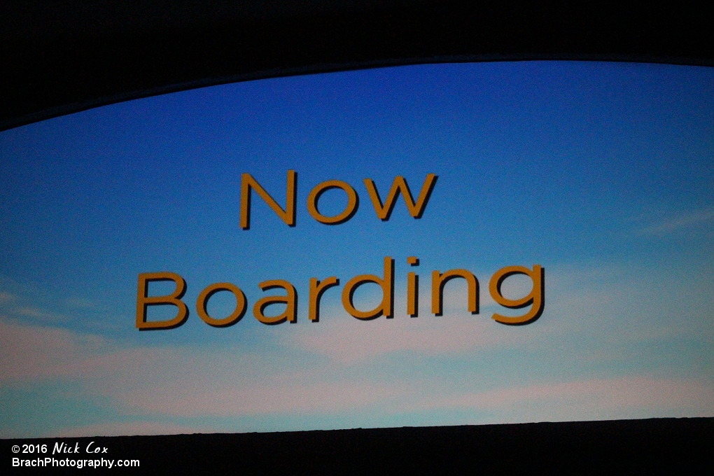 This screen shows that riders are now boarding.