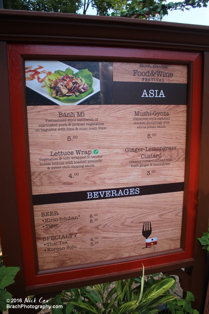 Asia's menu.