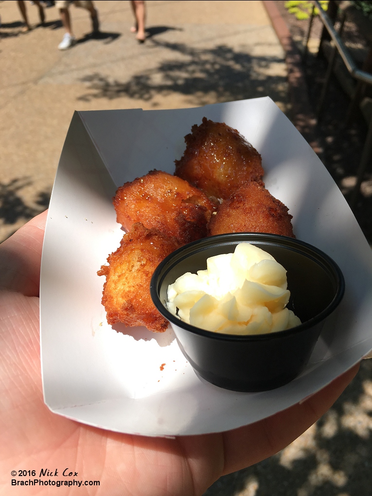 Virginia's bacon and cheese hushpuppies.