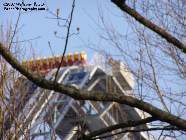 Train going up the lift hill on Opening Day 2007.