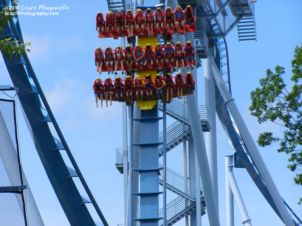 Griffon train dropping down the second drop after the mid-course brakes.