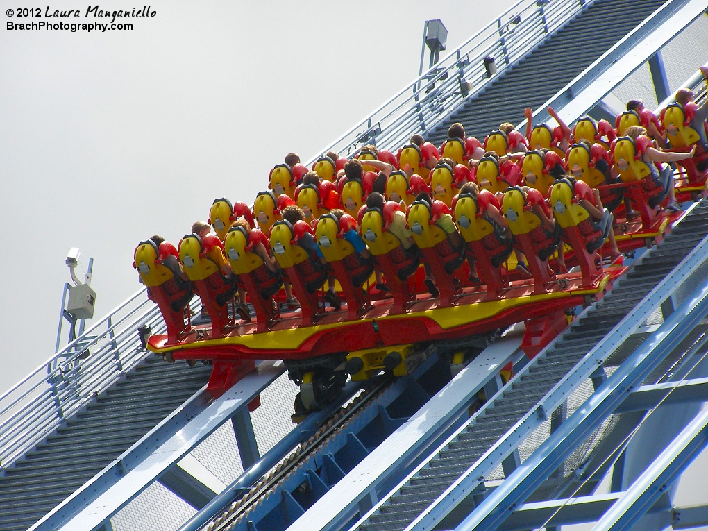 Train climbing the lift hill.