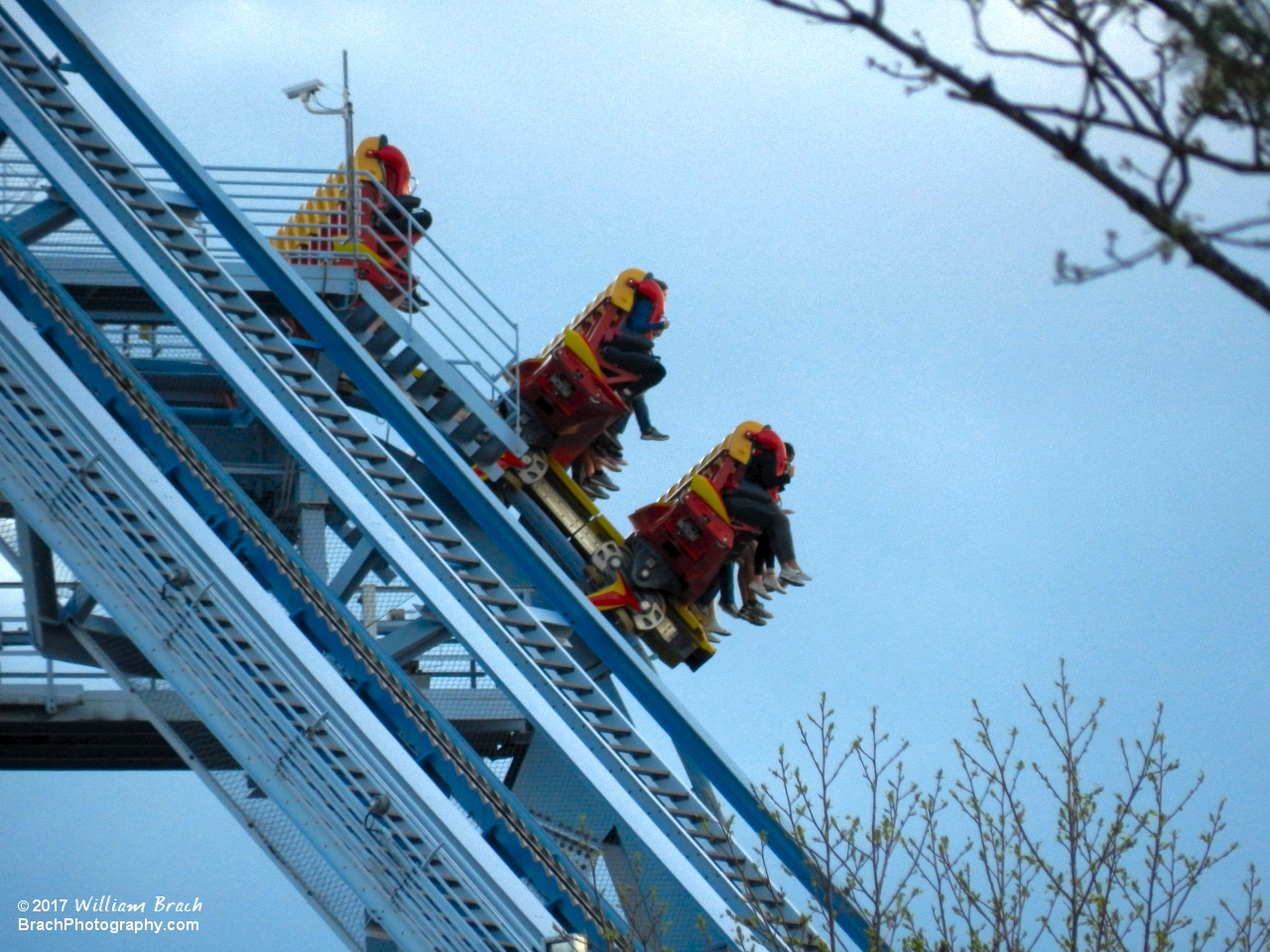 Train holding at the top of the first drop.....