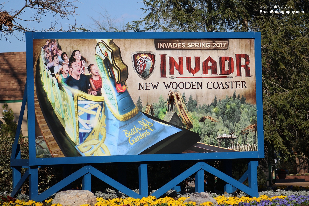 Billboard advertisement sign for InvadR inside the park.