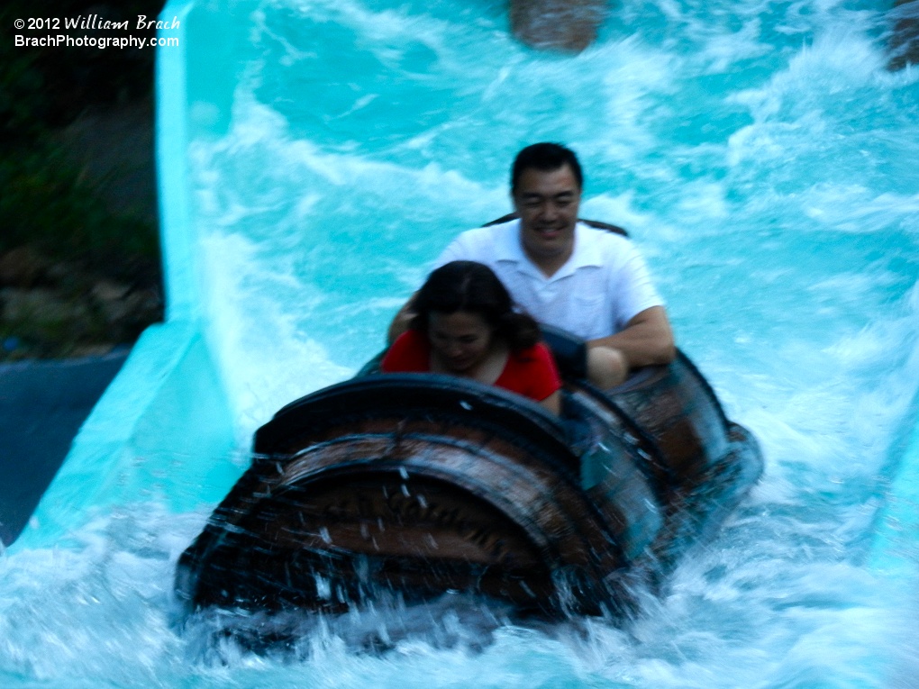 Riders on Le Scoot just after splash down.