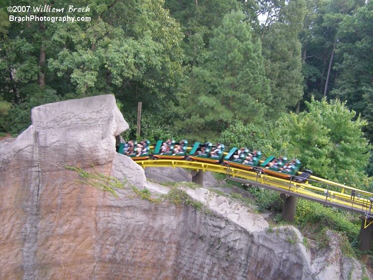 Loch Ness Monster train entering the cave.