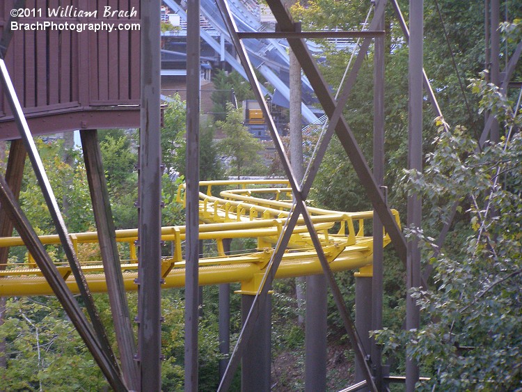 The "S" shaped track that the trains travel before they reach the lift hill.