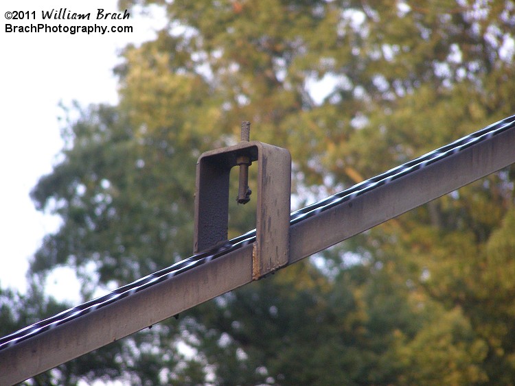 Seen on Loch Ness Monster's lift hill chain return.  What is missing from this photo?