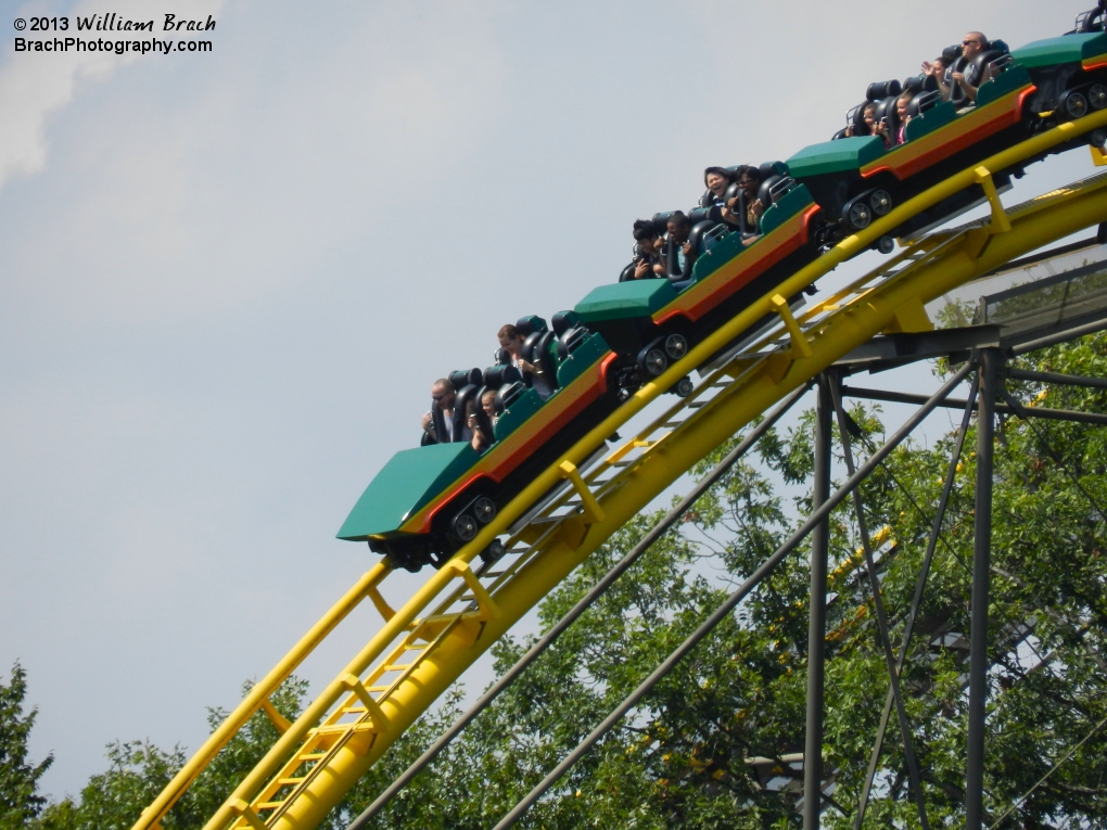 Train going down the first drop.