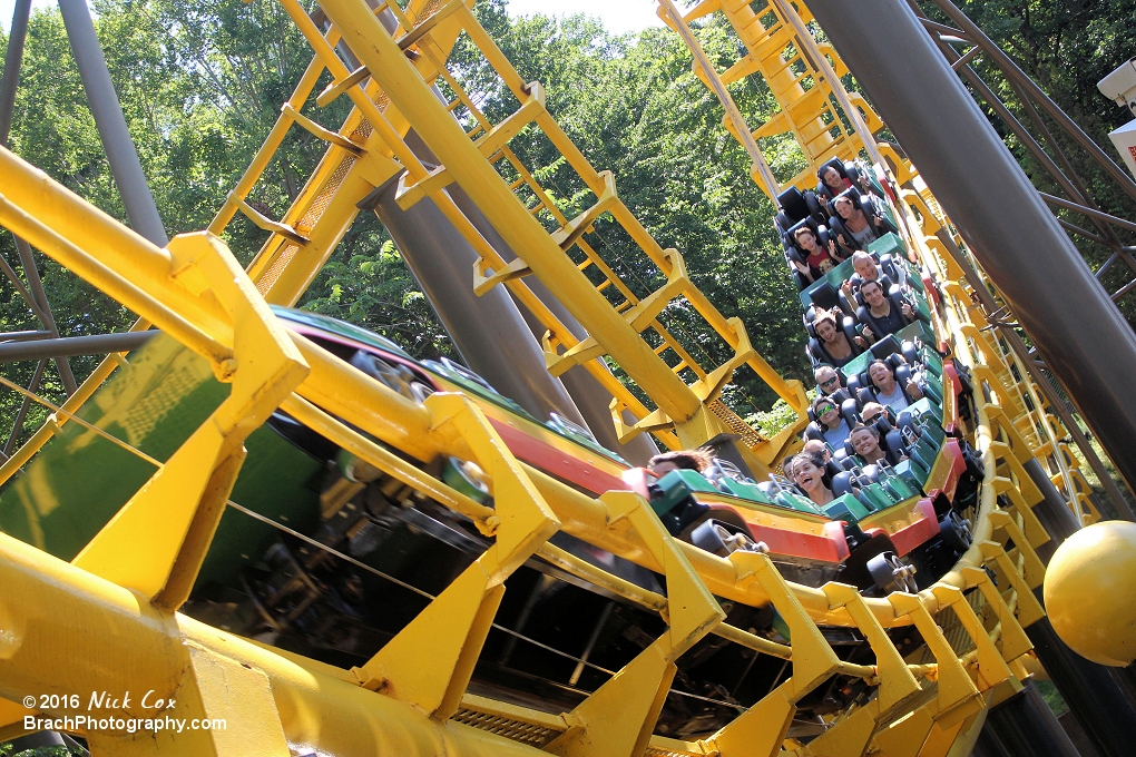 The bottom of the coaster's second loop.