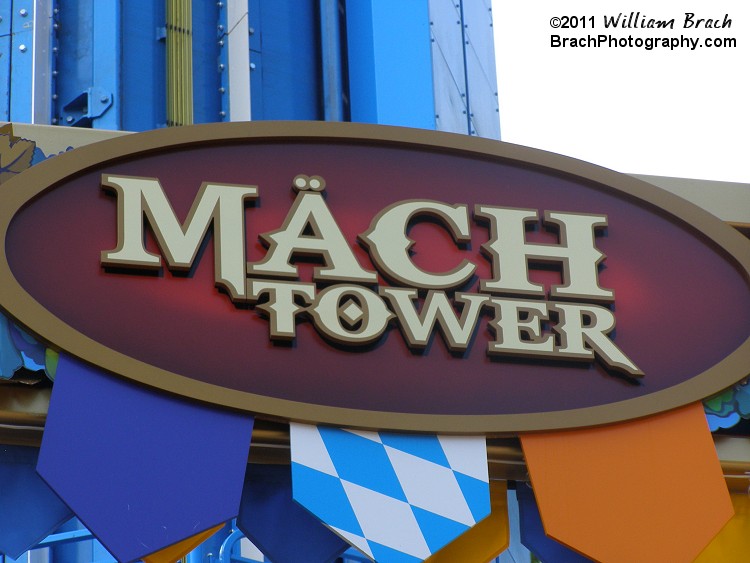 The sign for Mach Tower.