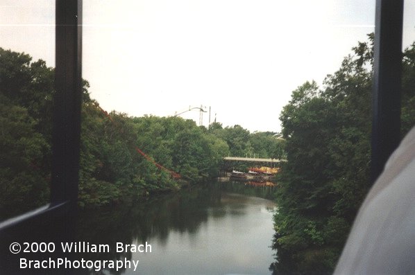 From the train ride, looking up the Rhine River - Big Bad Wolf and Alpengeist are seen here.