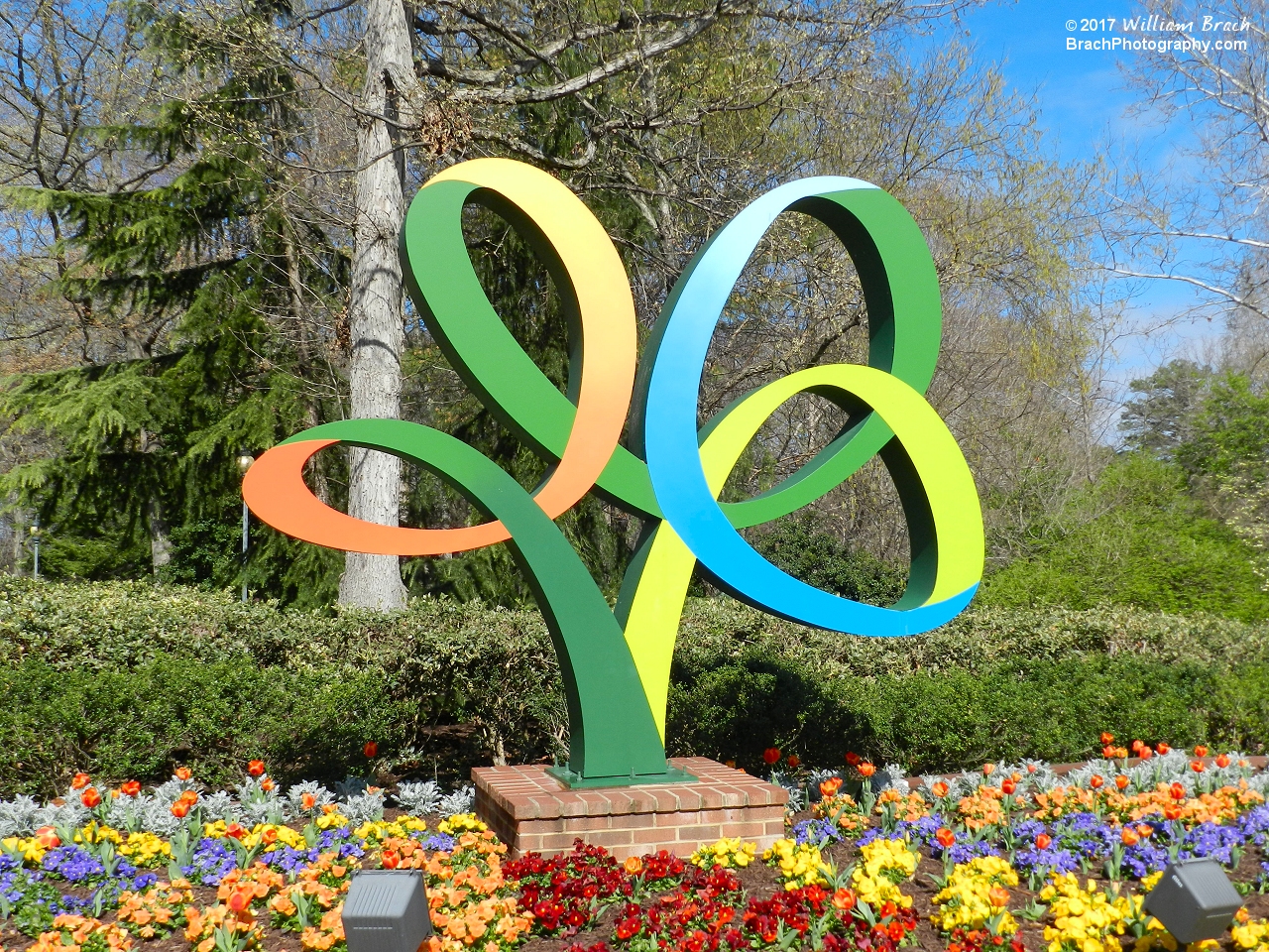 Busch Gardens' tree logo seen at the front entrance of the park.