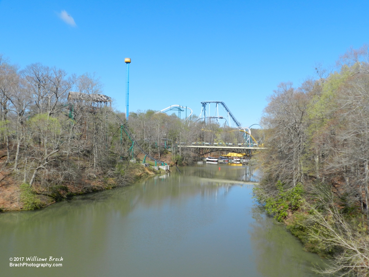 A springtime look at the park from the railroad bridge.