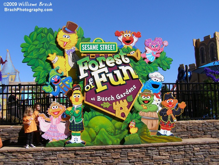 View of the sign with most of the Sesame Street characters.