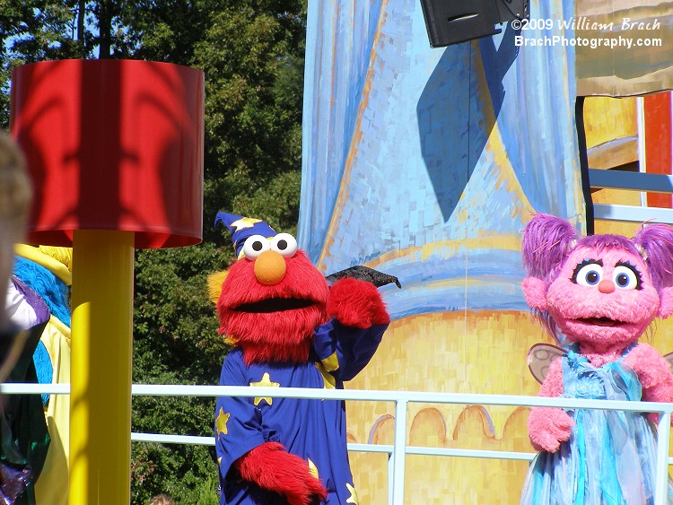 Elmo in one of the shows at the main stage in the area.