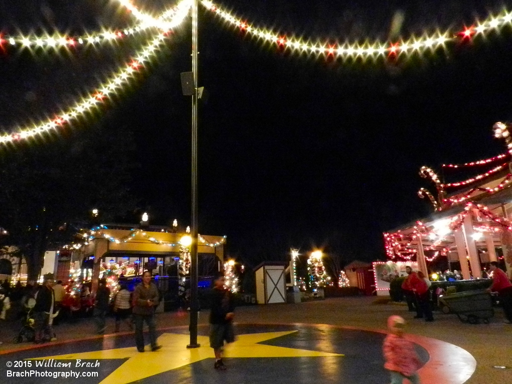 Tempesto is themed to the modern day dare devil.  This is the entry plaza for the ride.