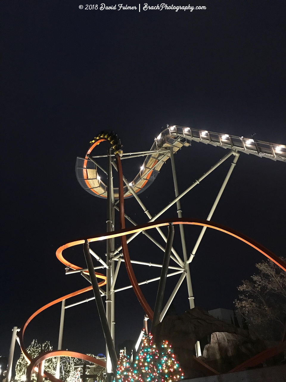 RailBlazer train about to go down the first drop.