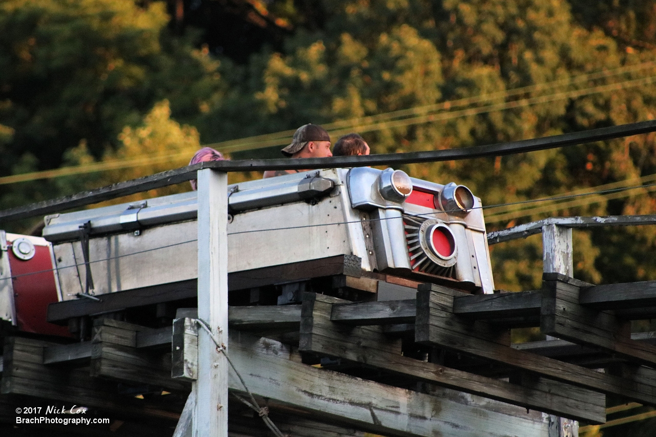 A close-up of the front of the car.