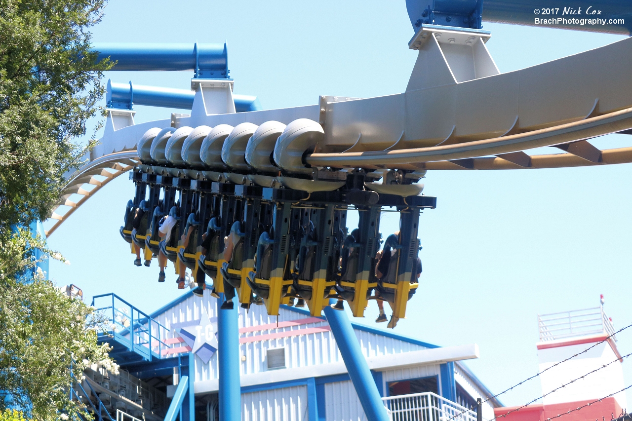 The train headed over the lift hill.