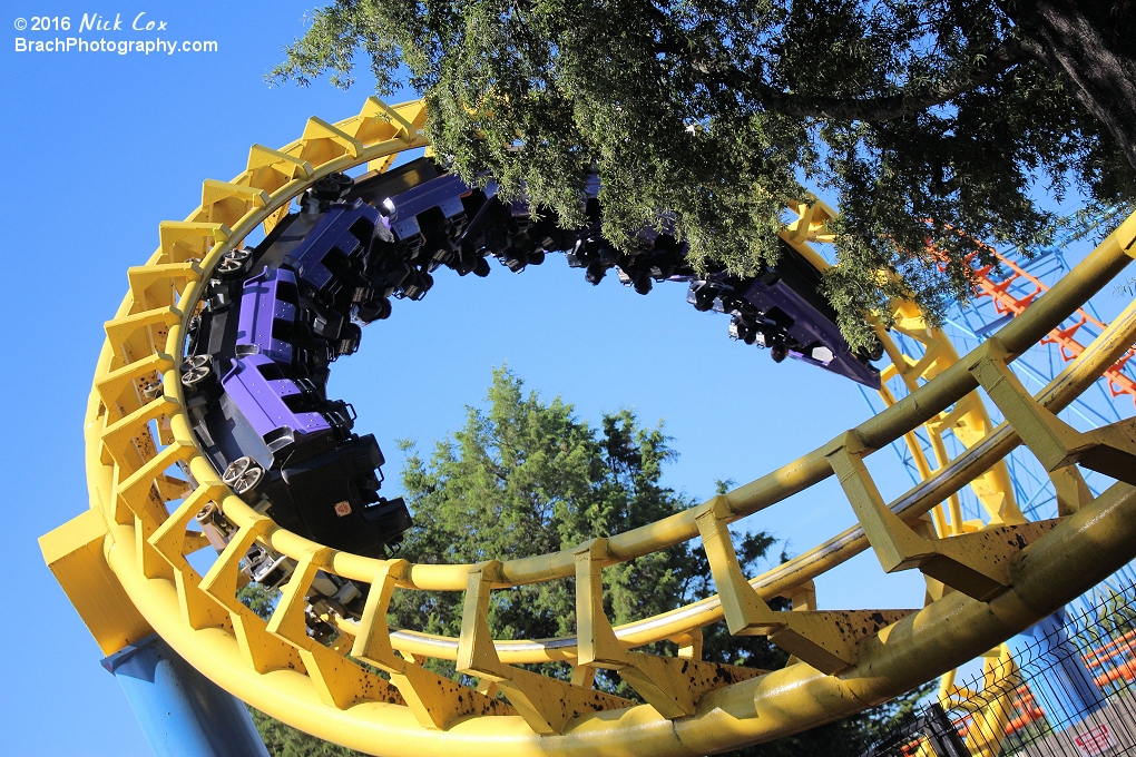 The train headed to through the corkscrews.