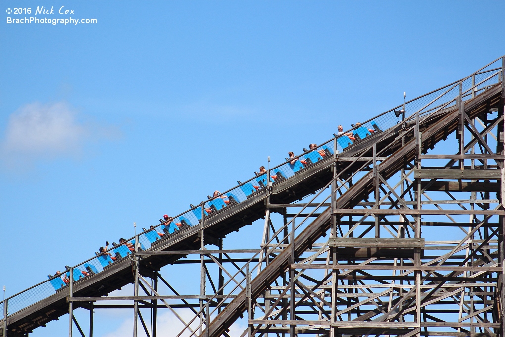 The train headed up the lift hill.