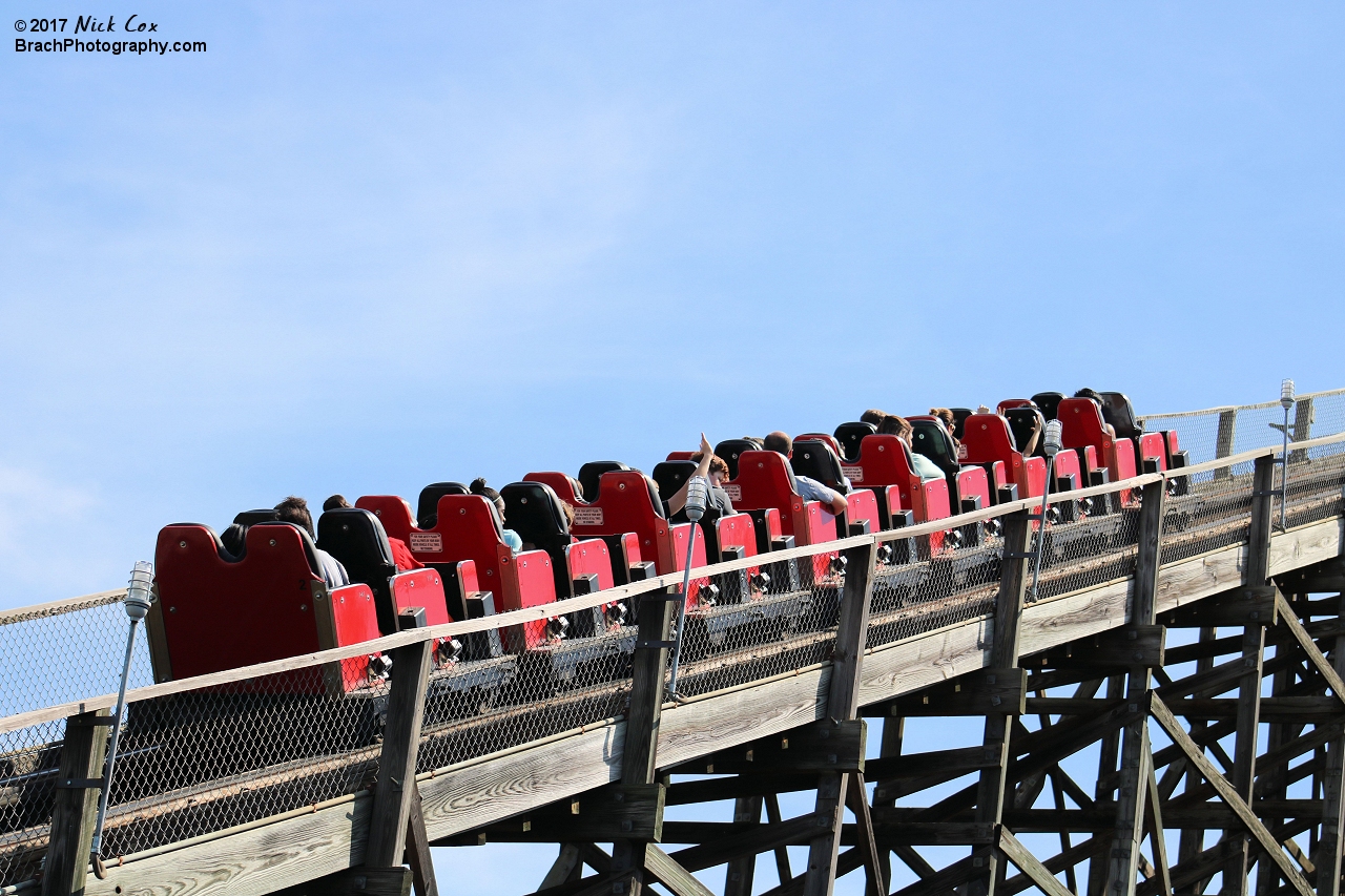 The train going up the lift.