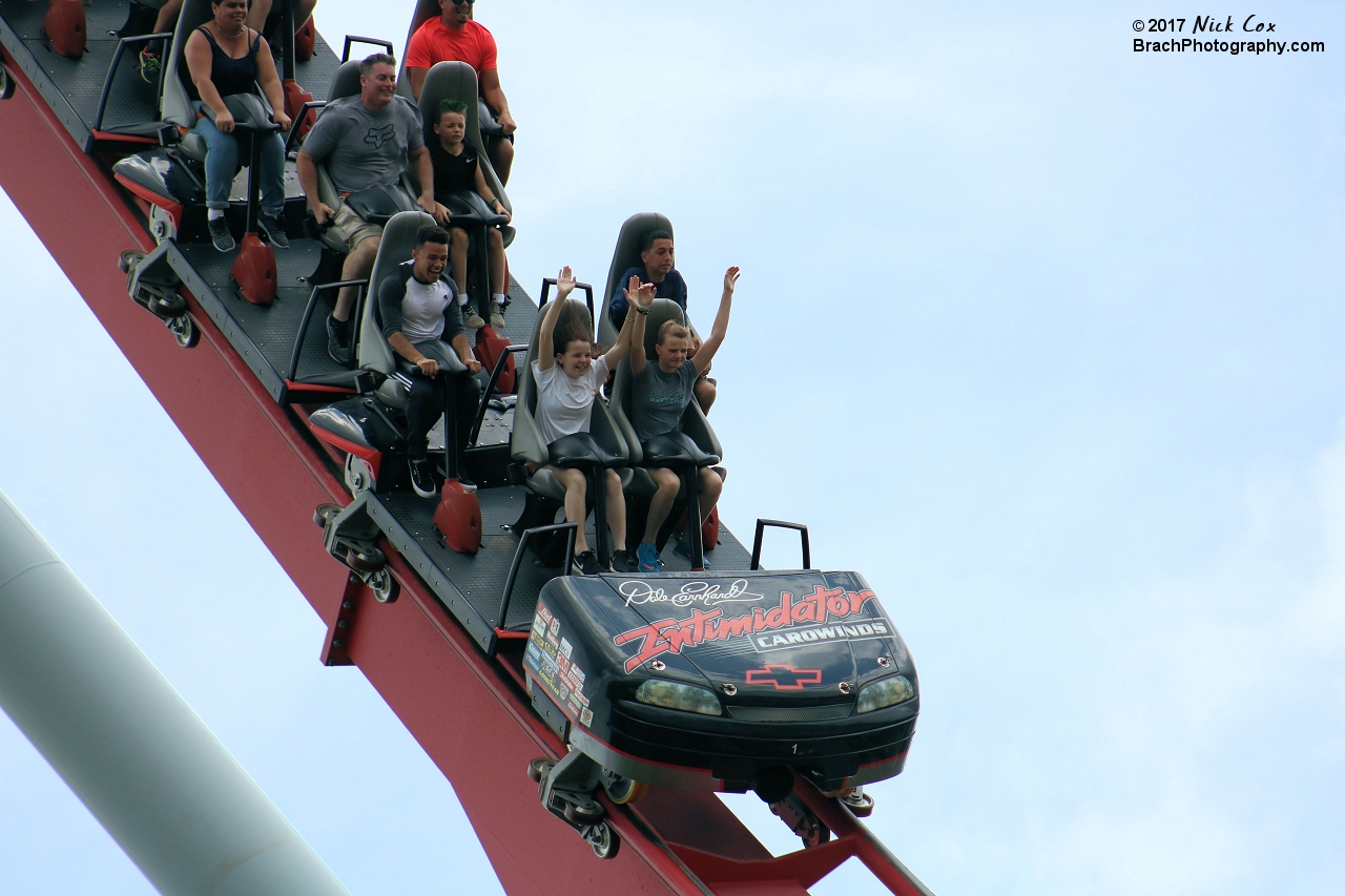 A train going down the first drop.