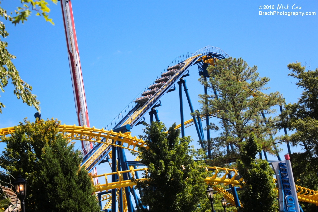 The train headed up the lift hill.