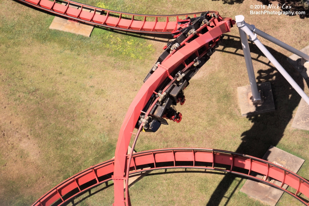 The train going through the corkscrew.