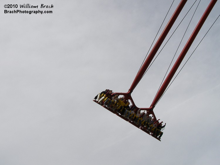 Looking up at the riders on Skyhawk.