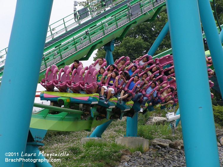 Train making its way to the lift hill.