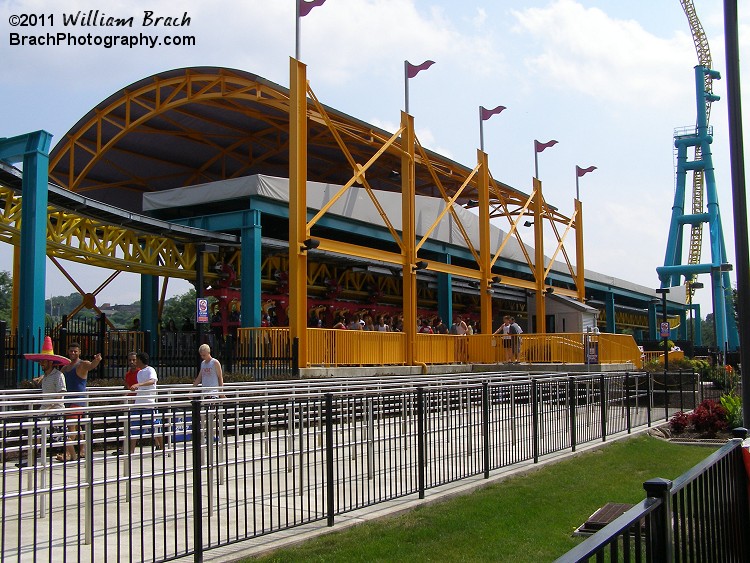 Possessed!  Here's a look at the station and front twisted spike.  Possessed originally opened at Dorney in 2008 as Voodoo, but the name was changed to Possessed for the 2009 season.  Possessed came to Dorney from Geauga Lake where it was known as Steel Venom and was originally built for the 2000 season.