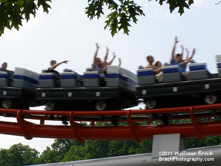 Steel Force has three trains.  Red, Blue and Black.