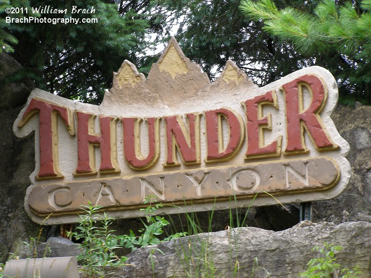 Nicely carved Thunder Canyon sign.  This park spared no detail.